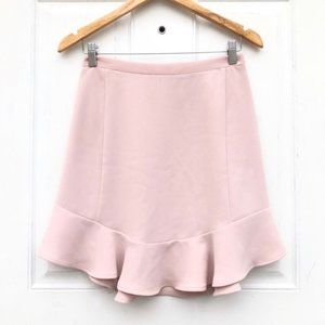 NEW Light Pink Irregular Ruffle Hem Skirt